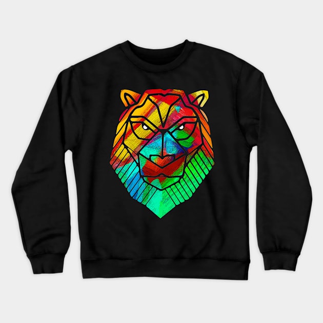Lion Face wildlife animals, big cat Crewneck Sweatshirt by denissmartin2020